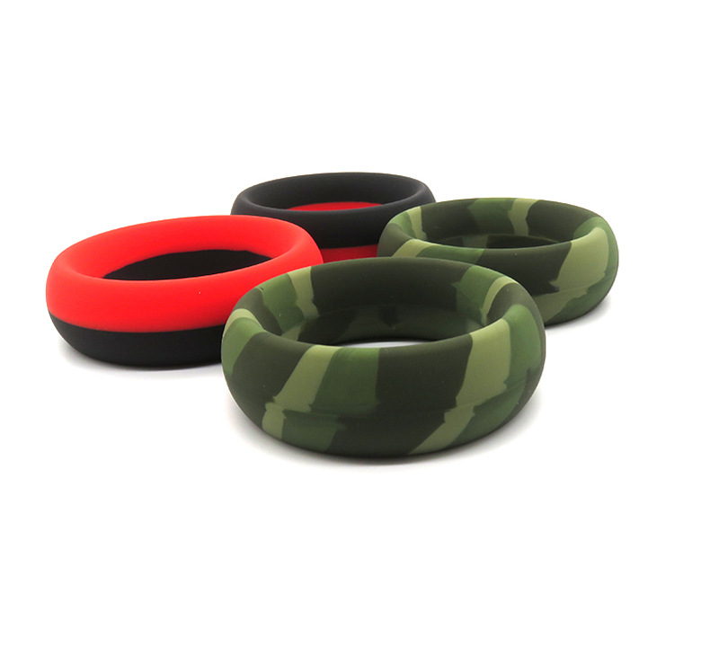 Camouflage Silicone Locking Cock Ring, 50mm Manual Delay Ring for Men — detail image 9