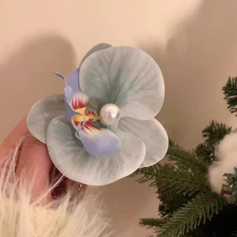 超仙仿真玫瑰花发夹后脑勺气质低马尾百合花朵抓夹氛围感百搭发饰|undefined