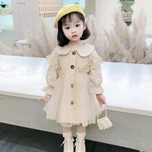 女童春秋装披纱风衣2025秋季新款儿童纱裙春款洋气连衣裙外套