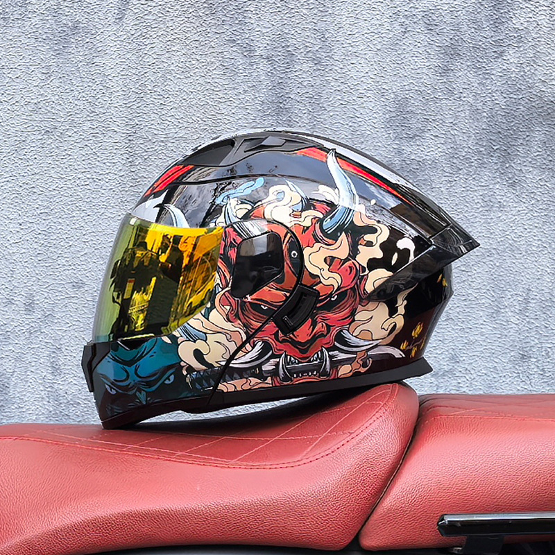 Orz casco de carcasa pequeña casco de cara a cara casco de motocicleta locomotora de doble lente hombres y mujeres de cuatro estaciones casco de crucero grande