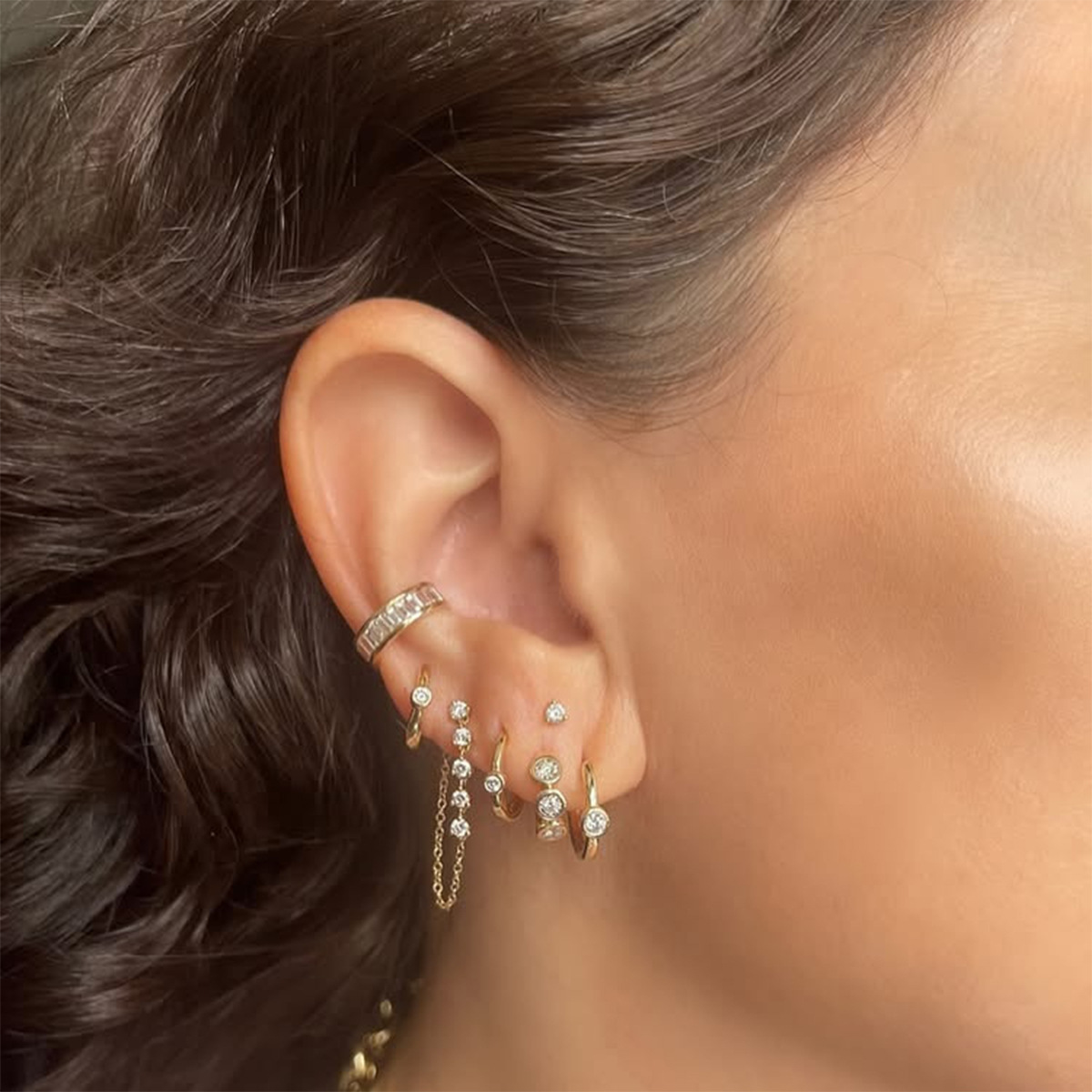 Jeting Europa y América acero inoxidable sin agujeros de orejas clips de orejas de diamante de alto nivel hueso de diamante de acero pendientes transfronterizos