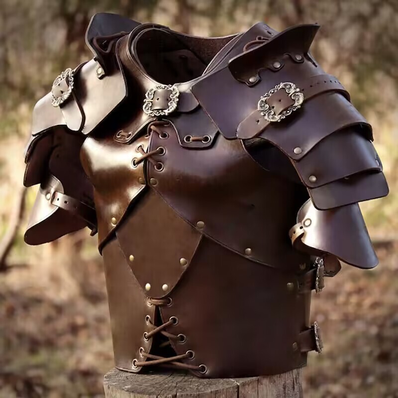Medieval Retro Dark Leather Armor Rivet Lace Armor Armor Halloween Cosplay Dance Performance Props