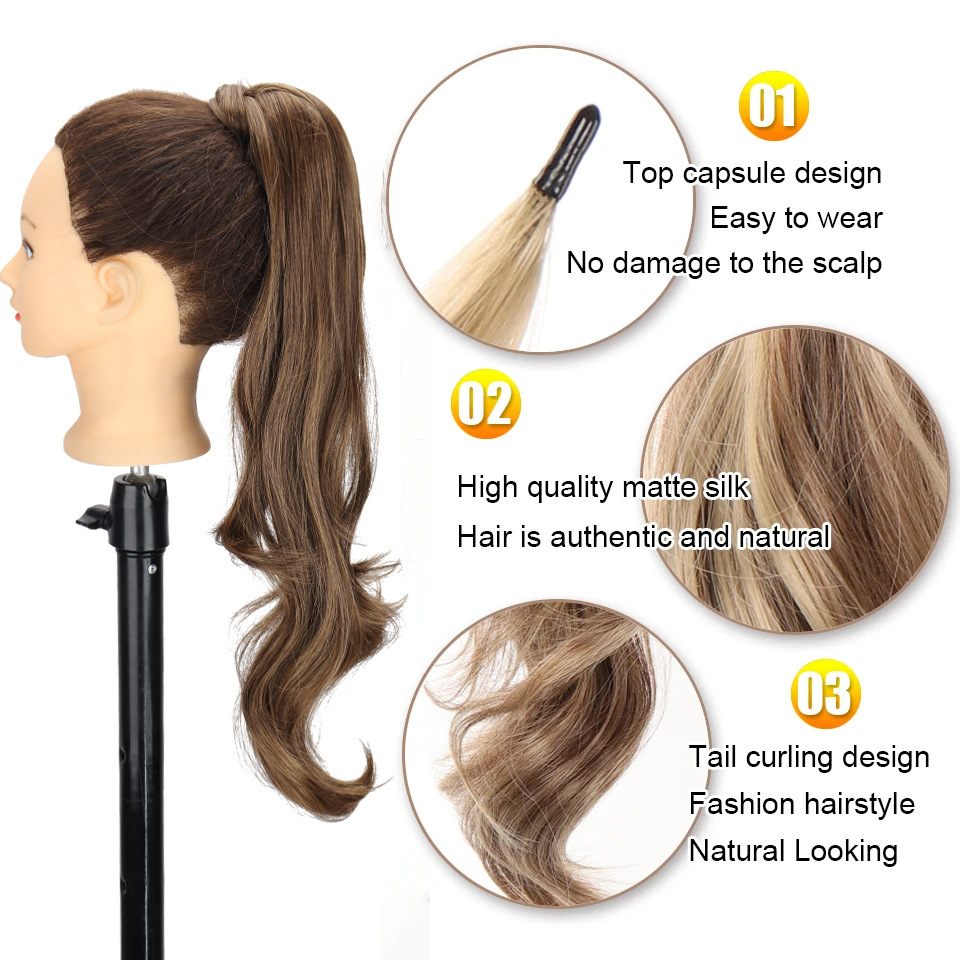 28 pulgadas largas pelucas de cola de caballo europeas y estadounidenses alrededor extensión de cabello de cola de caballo barra de cabello