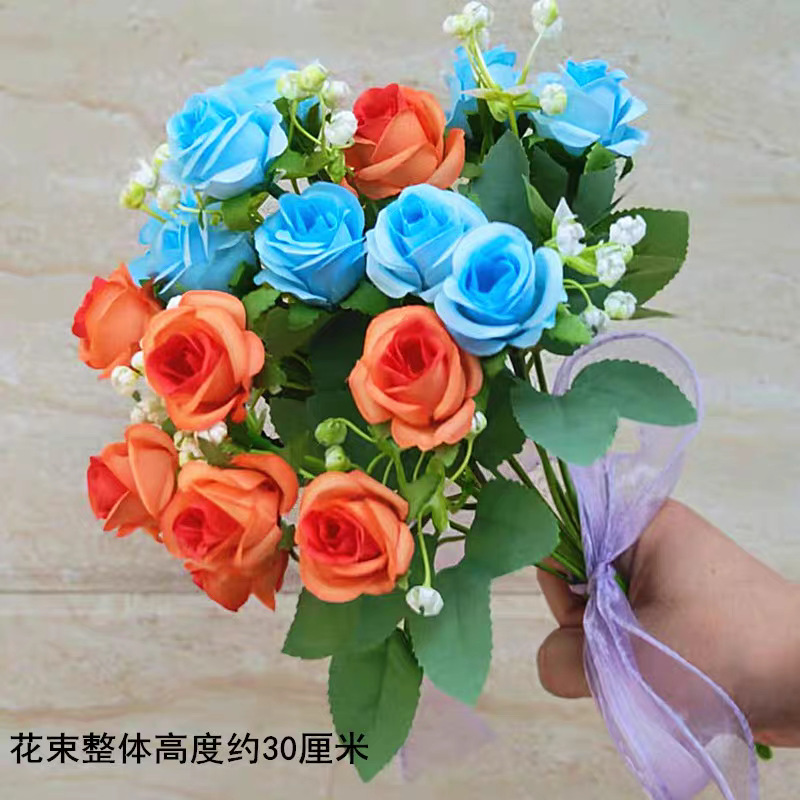 Reunión deportiva, actividades estudiantiles, baile, flores falsas coloridas, flores de plástico, flores de seda, baile, accesorios, ramo de simulación