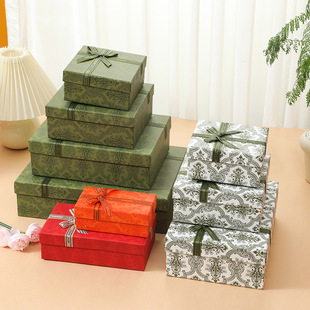 Ins Style Retro Gift Box Heaven and Earth Cover Gift Box High-End Chinese Valentine's Day Bow Companion Gift Box