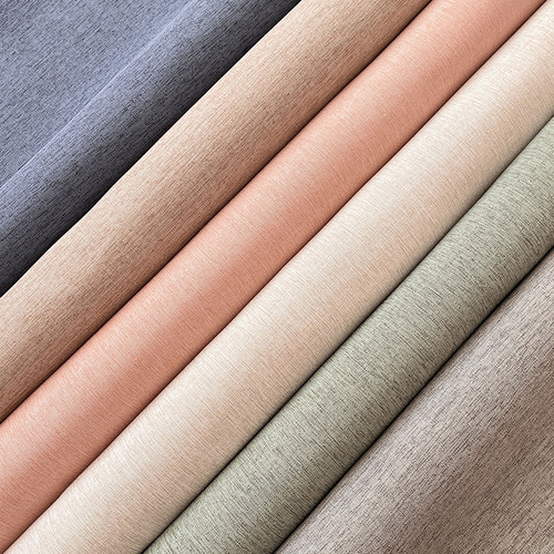 Cross-border manufacturer direct supply 230g thick linen-like waterproof and mold-proof shower curtain polyester fabric bathroom in stock