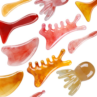 Resin Multifunctional Massage Comb Octopus Head Therapy Facial Massager Acupoint Tracing Stick Meridian Scraping Board