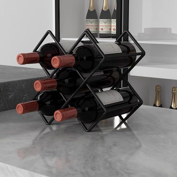Bar Table Home Iron Wine Bottle Rack Wine Multi-Bottle Creative Wine Cabinet Diamond Display Red Wine Ornaments Simple