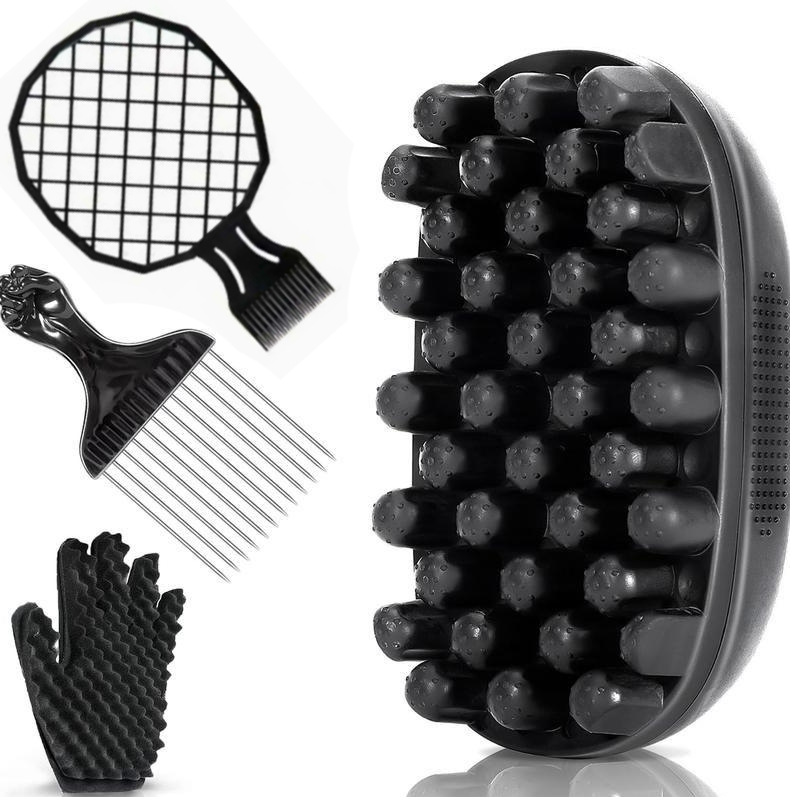 Ventas transfronterizas en caliente cepillo de cabello negro de rizos sucio cabello de rizos portátil compacto peine de cabello de cabello de cabello de cabello para hombres estilo peine de cabello