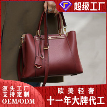 OEM ODM压纹皮女包定制轻奢红色真皮包女式时尚大容量女士手提包