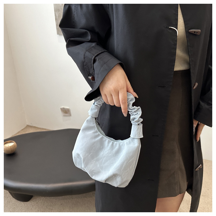 2024 Autumn/Winter ins solid-color stylish handbag with underarm pleats, a gentle Korean-style single-shoulder bag for women undefined