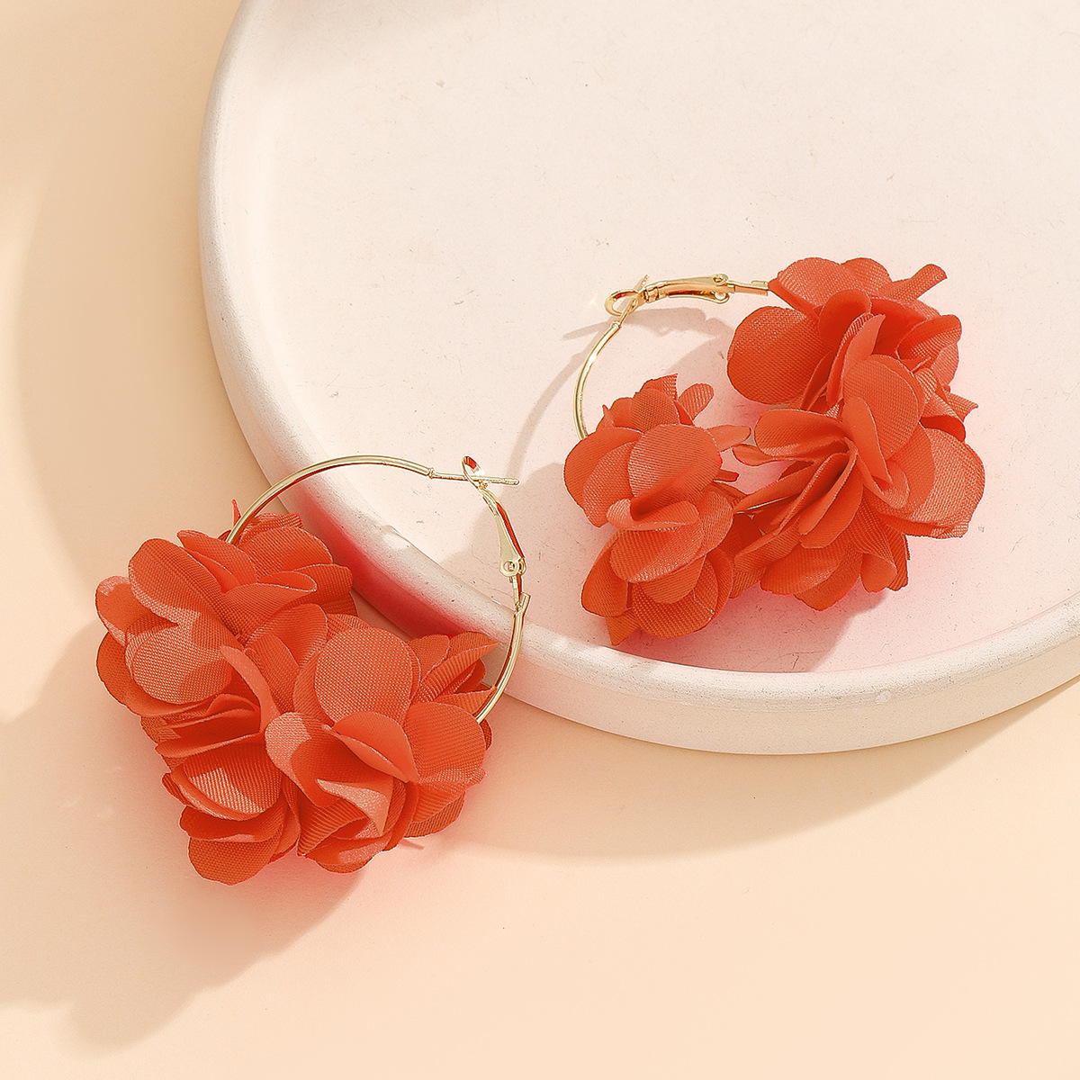 7g Weight Copper Ear Needle Material Earrings Classification 1 Pair Quantity Casual, Street, Shopping Occasion Flower Pattern All Seasons Season Women's Gender Vacation, Bohemian Style 1 Pair Vacation Bohemian Flower Cloth Earrings 14