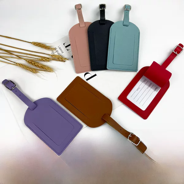 Cross-border in stock thickened PU leather boarding pass with bag hardware buckle giving inside signature paper luggage tag wholesale