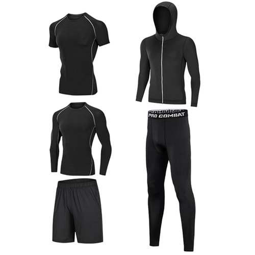 Sports suit men's fitness clothes running equipment quick-drying basketball morning running training pants tights autumn and winter plus velvet