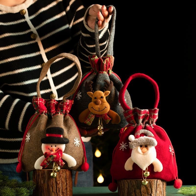 Рождественская подарочная сумка фетровая ткань фланелевая ткань креативная сумка конфеты сумка сочельник подарочная сумка подарочная сумка