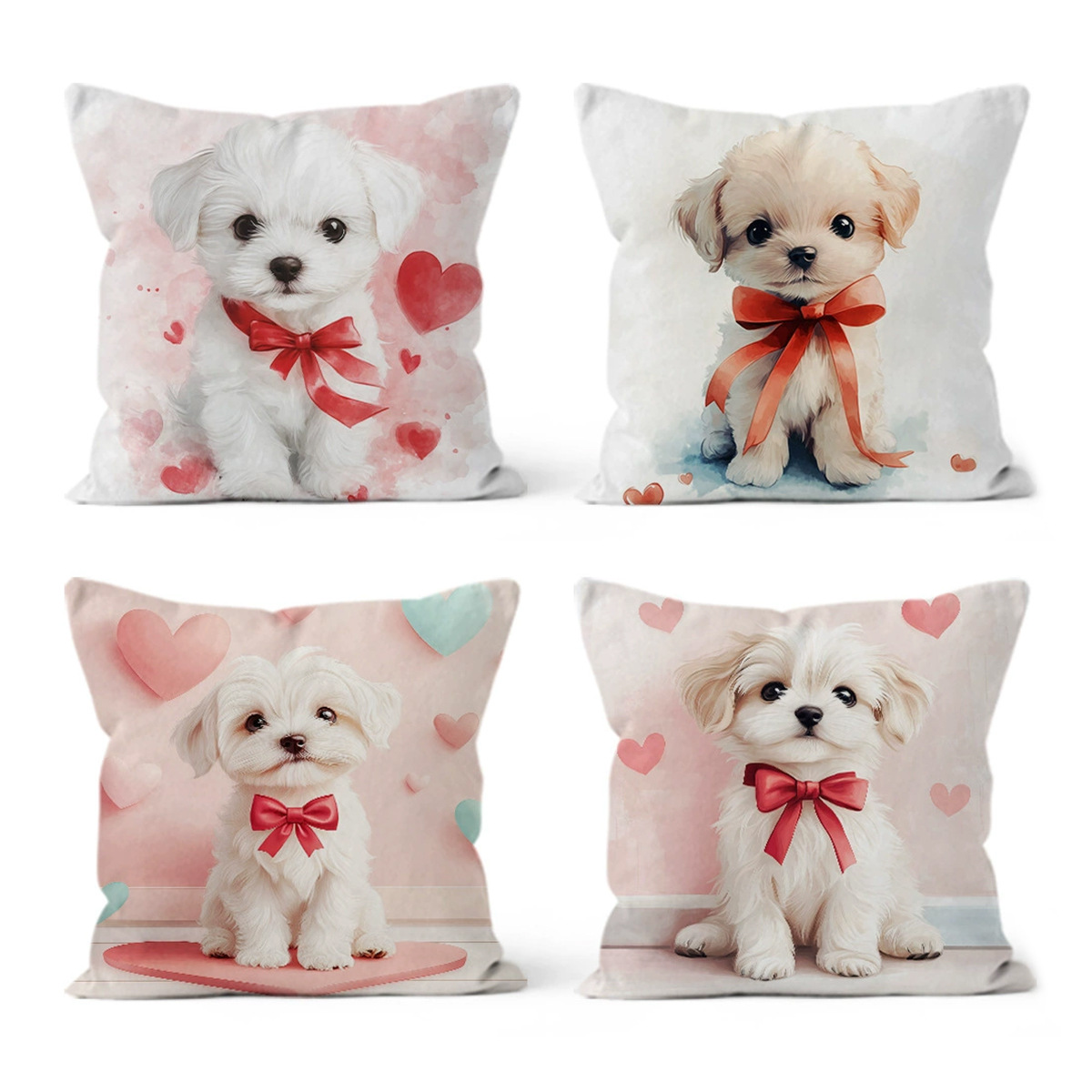 Día de San Valentín lindo perro almohada nórdico hogar sala de estar sofá almohada cama almohada de oficina almohada de almuerzo