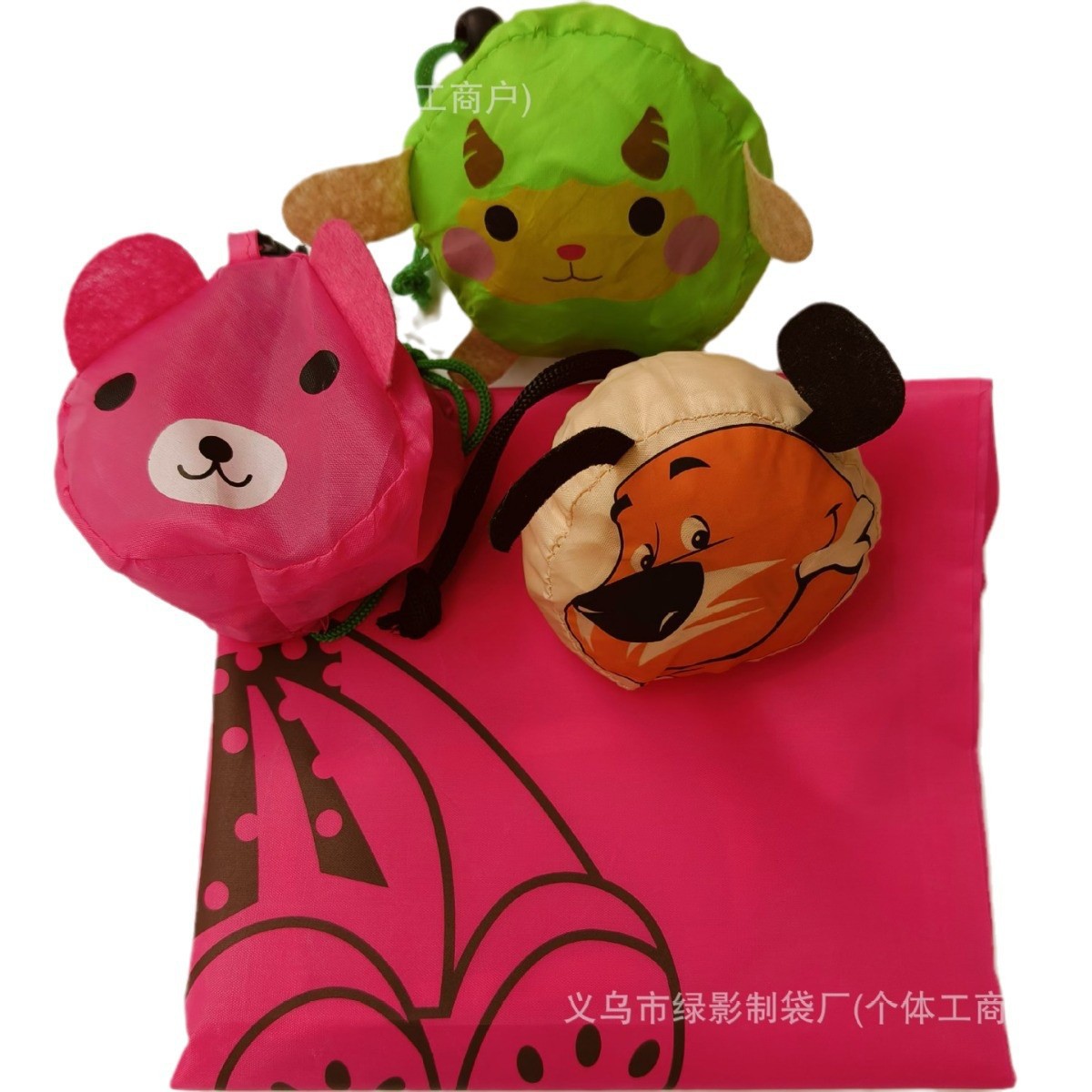 狗狗动物头购物袋超市收纳水果连锁店卡通大卖场折叠方包手提肩背