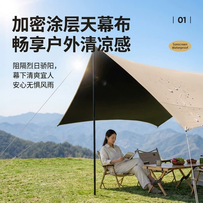 Avtomobil yan çətirləri: Outdoor black-coated sunshade tent