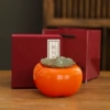 Green lid persimmon single can high-end brocade box