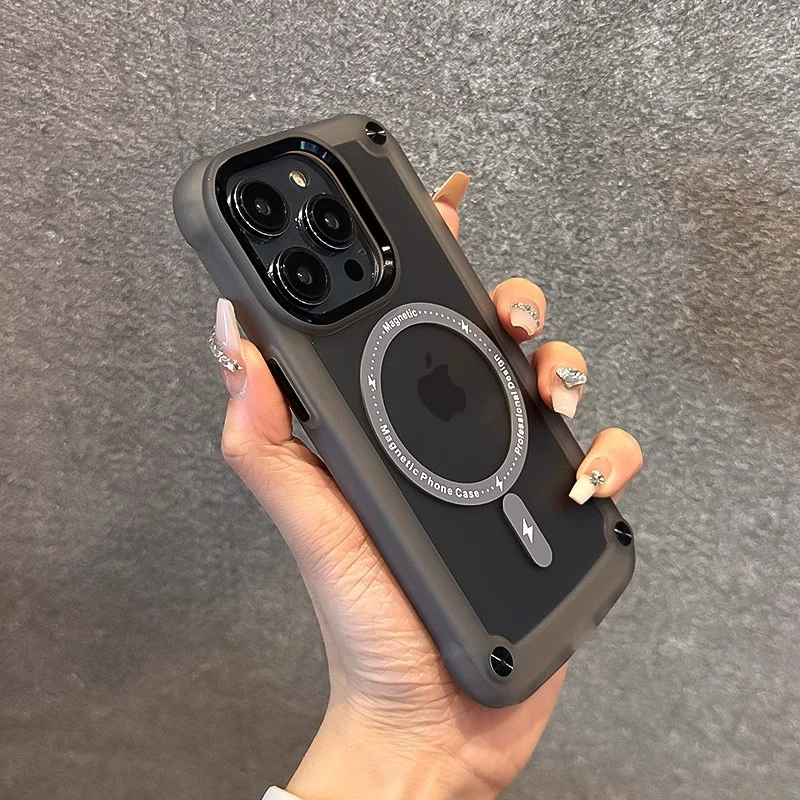 Противоударный чехол с воздушной подушкой для мобильного телефона Apple 16PRO, магнитный прозрачный матовый защитный чехол для iPhone 15promax