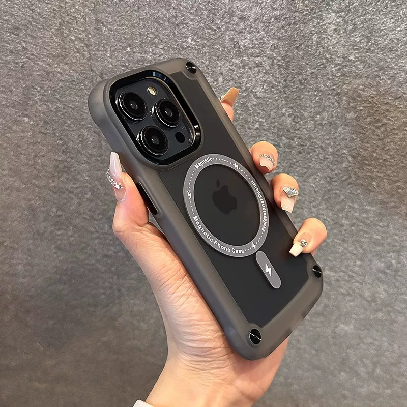 Чехол для телефона (Apple) совместим с iPhone 12–16, магнитный матовый или прозрачный, защита угла подушки безопасности