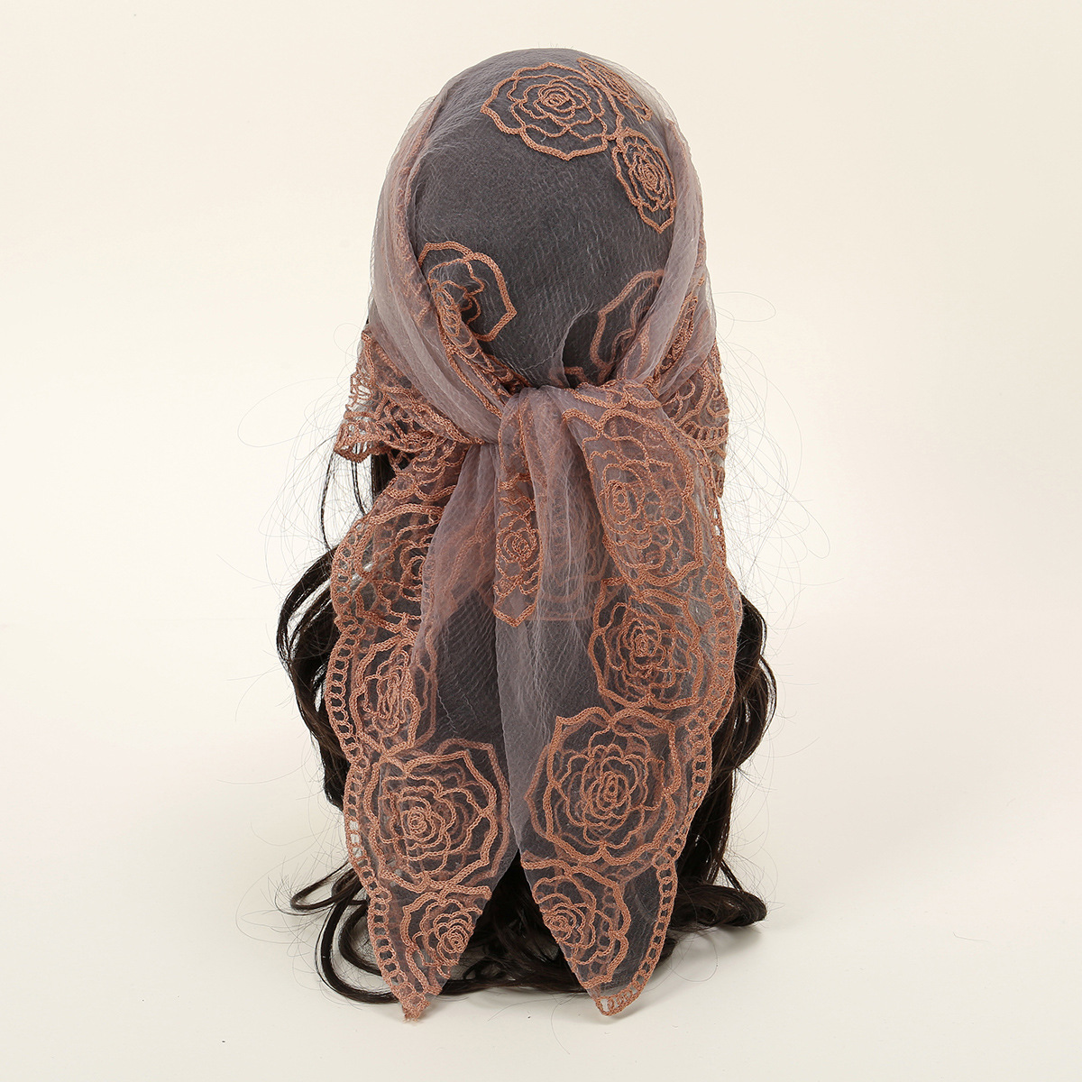 Embroidered Polyester Square Scarf For Women Versatile Silk Style_voghion.com