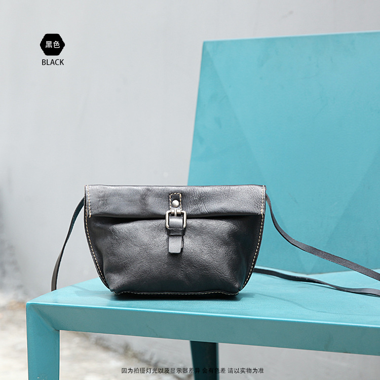 2026 New Genuine Cowhide Small Bag Vegetable Tanned Leather Handmade Women's Retro Crossbody Bag Factory Stock Nanfeng Bag - Thumbnail 6