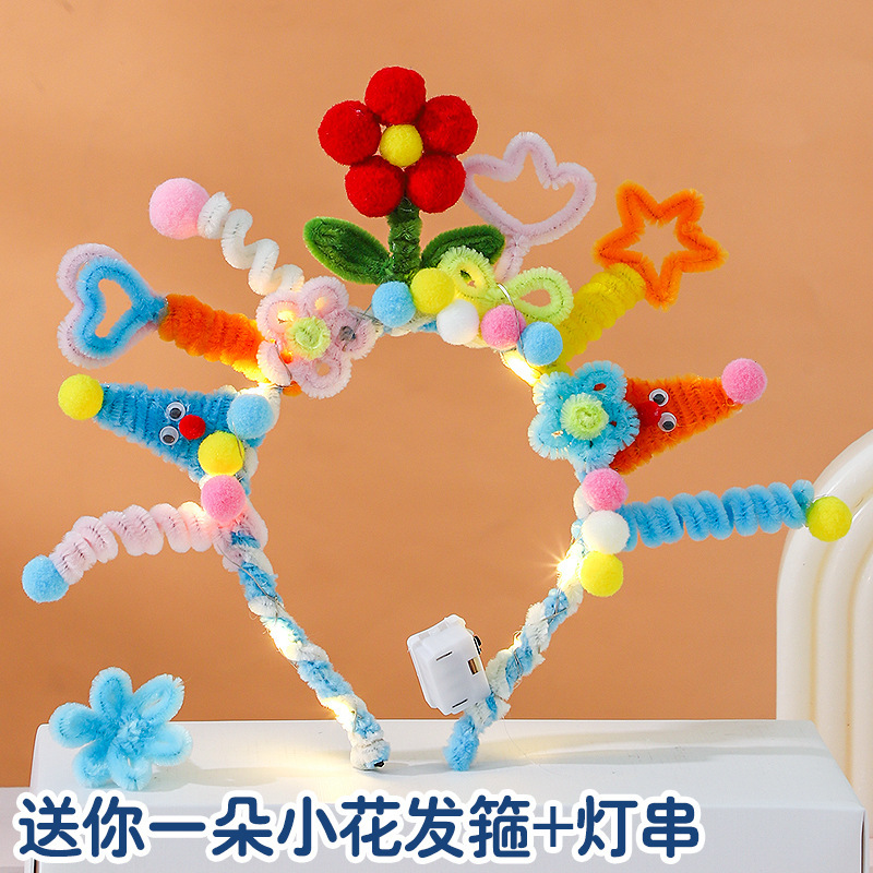 中秋节发箍兔子灯笼扭扭棒头饰手工diy材料包儿童发光小兔子花灯|undefined