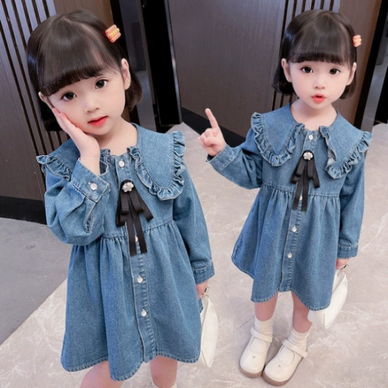 Бесплатная доставка Детская осенняя новая юбка для девочек джинсовая юбка для девочек Принцессы юбка для девочек Весенняя осень топ длинный