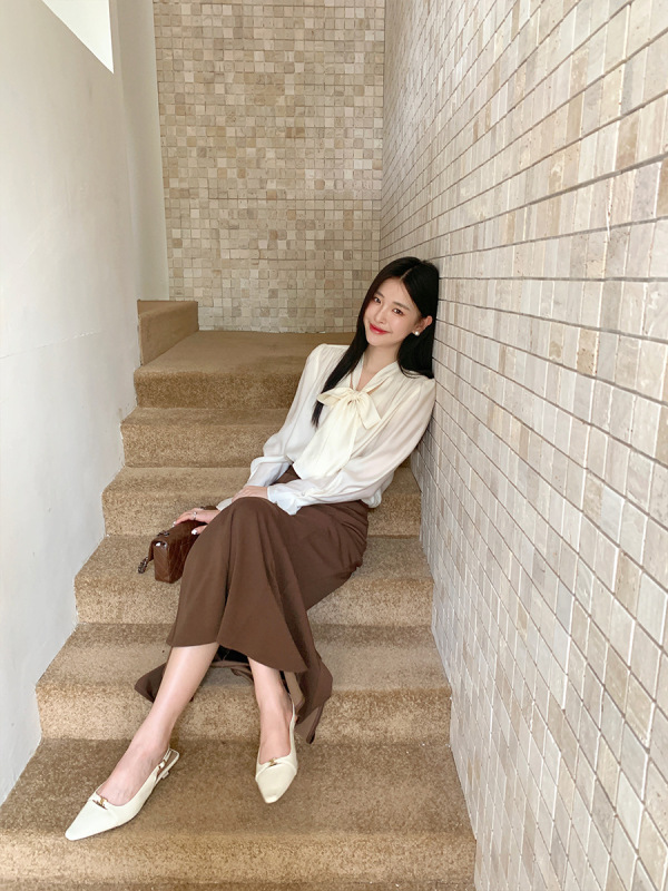 起范 韩剧女主天丝法式飘带衬衫女2025秋季新款广州十三行86071|undefined