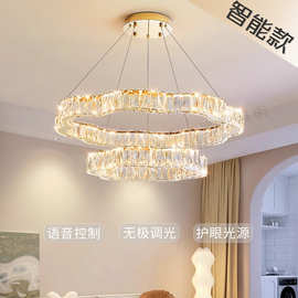 客厅轻奢水晶吊灯大厅主灯2024新款简约现代创意双层花形餐厅灯具