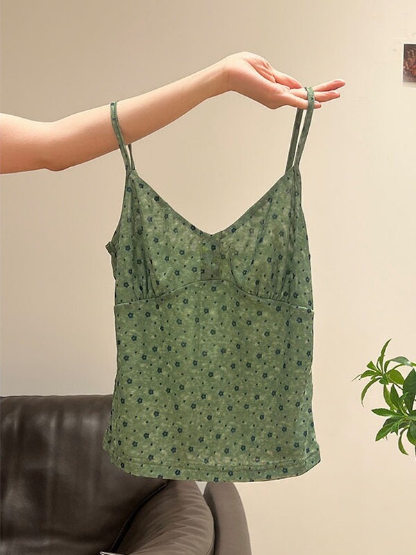 40D Mesh French-Style Gentle Floral Sleeveless Camisole for Women, Summer Slim-Fit Waist-Cinching Top 40D Mesh French-Style Gentle Floral Sleeveless Camisole for Women, Summer Slim-Fit Waist-Cinching Top
