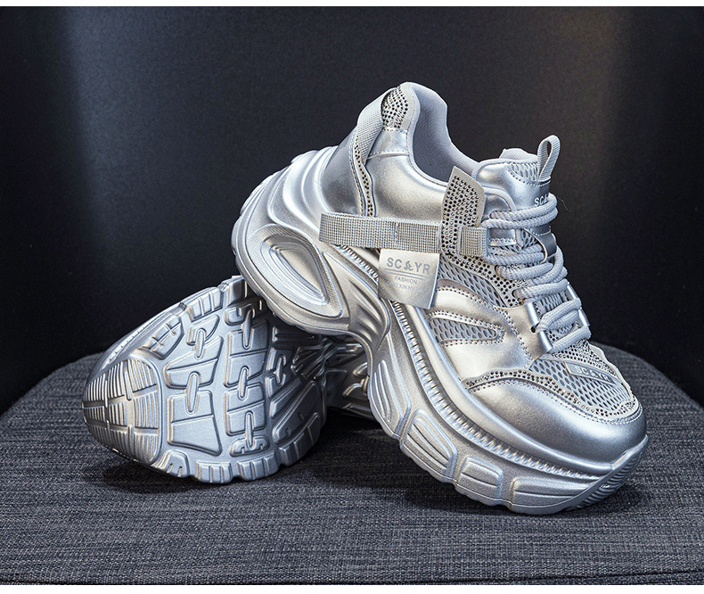 Giày sneaker chunky nữ đế dày độn cao bên trong phong cách thời trang mạng mới hè 2026 — M2831 màu tím, M2831 bạc, M 2831m màu chi tiết 21