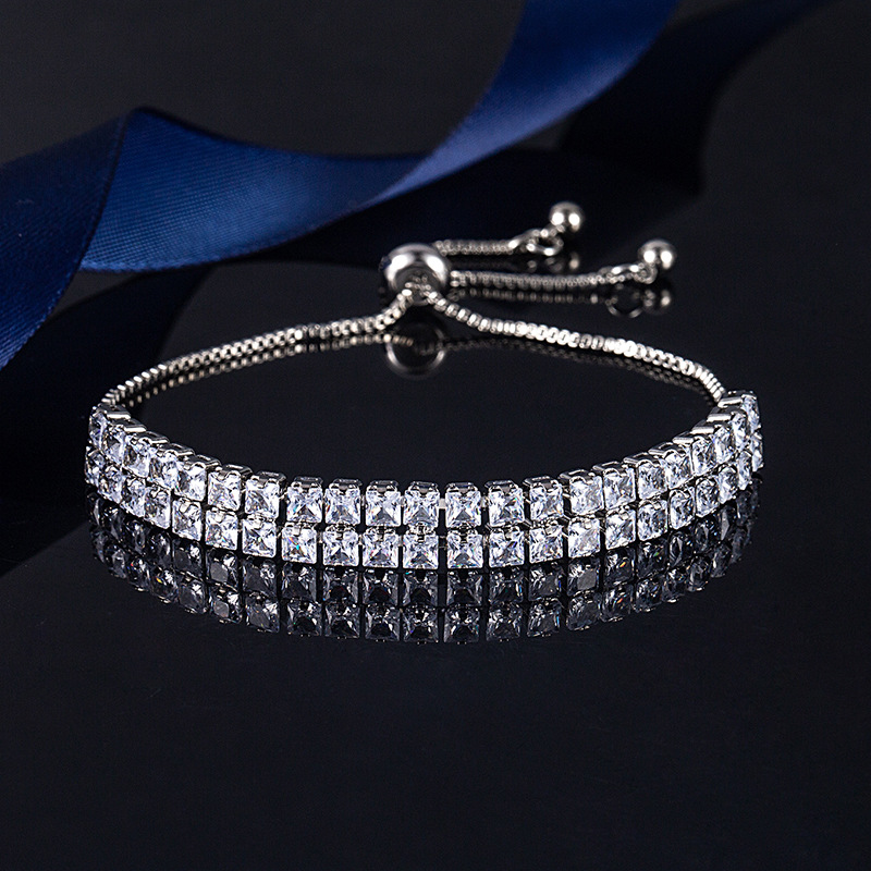 Cross-Border New Simple Bracelet for Women, Fashionable and Simple Diamond-Encrusted Pull-Out Bracelet for Women, Creative Adjustable Hand Jewelry