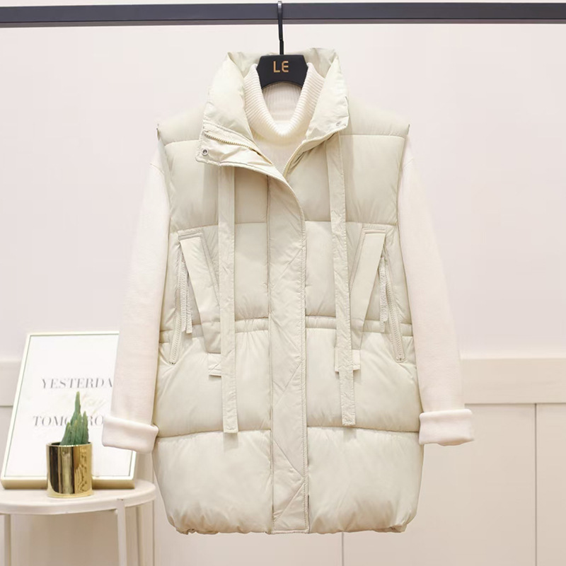 Algodón chaleco de mujer otoño invierno engrosado chaleco de cuello vertical chaqueta marcas de moda puerto inns algodón suelto camisa de algodón de hombro moda