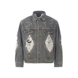 欧美高街时尚潮牌工装牛仔外套男2024年春秋大码高级感痞帅潮夹克