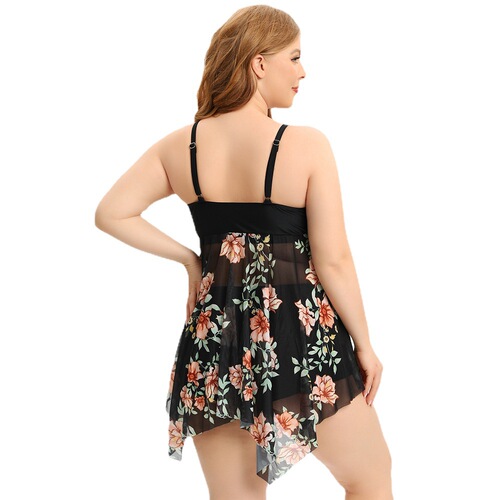  new European and American cross-border large size women's swimsuit conservative boxer briefs split bikini swimsuit wholesale