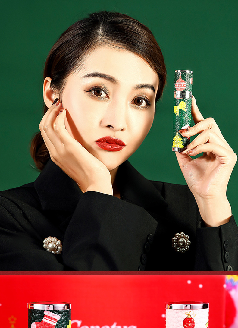 Nouveau noël limité en peau de mouton Net rouge parfum Conatus parfum de noël coffret cadeau léger parfum sculpté rouge à lèvres ensemble_voghion.com