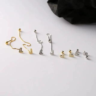 爱心螺丝耳钉耳线女甜美气质小众设计感不对称一款多戴耳饰学生潮