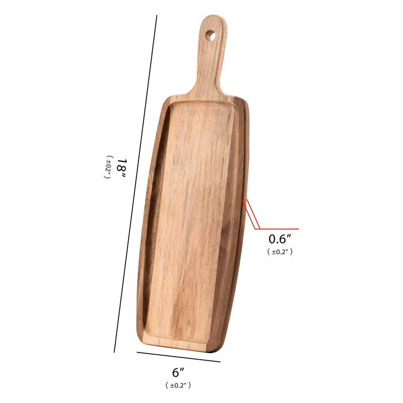 Bandeja de madera bandeja de té de la tarde postre creativo tablero de pan con mango restaurante Hotel cocina bandeja portátil