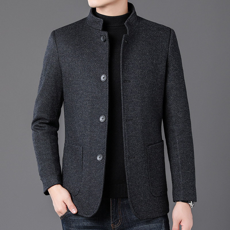High-End Woolen Jacket for Middle-Aged Men, Autumn and Winter New Casual Men's Jacket, Slim Men's Top
