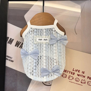 Summer New Thin Bow Hollow Lace Cat and Dog Vest Sling Pet Clothes Breathable