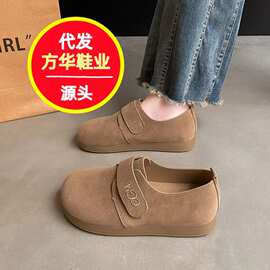 勃肯鞋2026早春新款女鞋软底魔术单鞋复古丑萌豆豆休闲软木卡其色