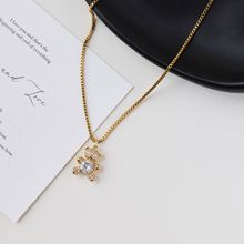 铜款 超闪高级感小熊项链女铜镀金微镶锆石清新可爱甜美风锁骨链