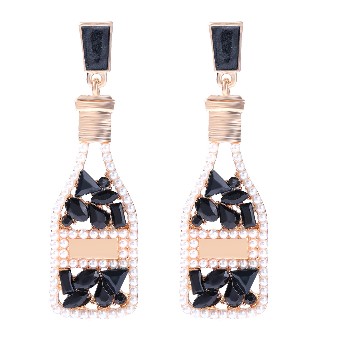 Fashion Wine Bottle Diamond Alloy Artificial Gemstones Earrings display picture 6