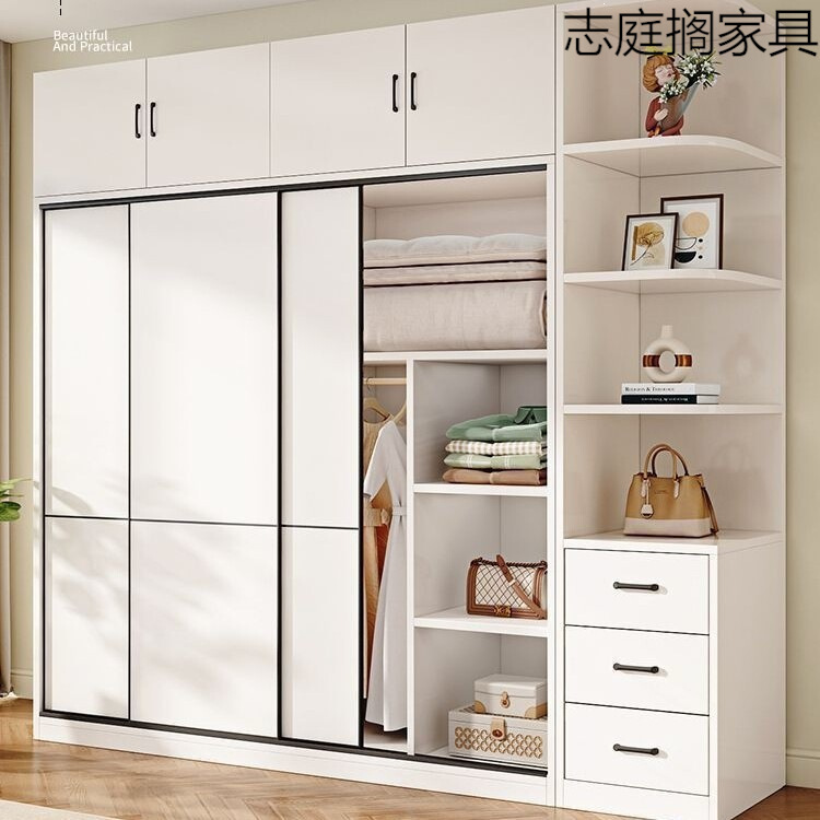 Wardrobe for Home Use in Bedroom, Solid Wood Sliding Door Cabinet for Small Apartments, Simple Modern Children's Easy-To-Assemble Wooden Wardrobe Wardrobe for Home Use in Bedroom, Solid Wood Sliding Door Cabinet for Small Apartments, Simple Modern Children's Easy-To-Assemble Wooden Wardrobe