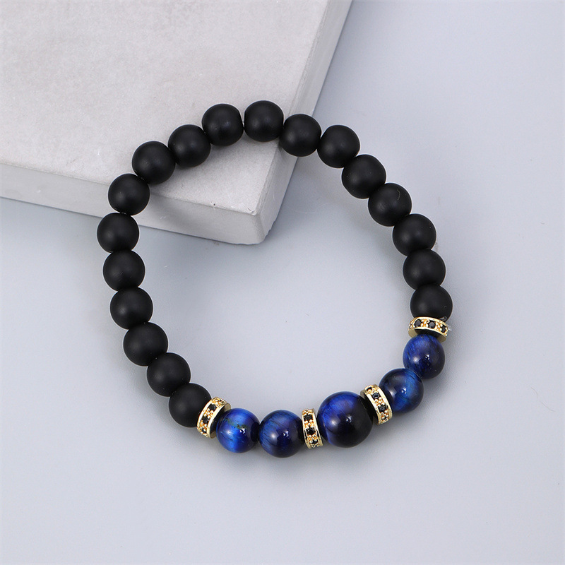 simple frosted beaded diy 8/10mm blue tiger eye stone bracelet
