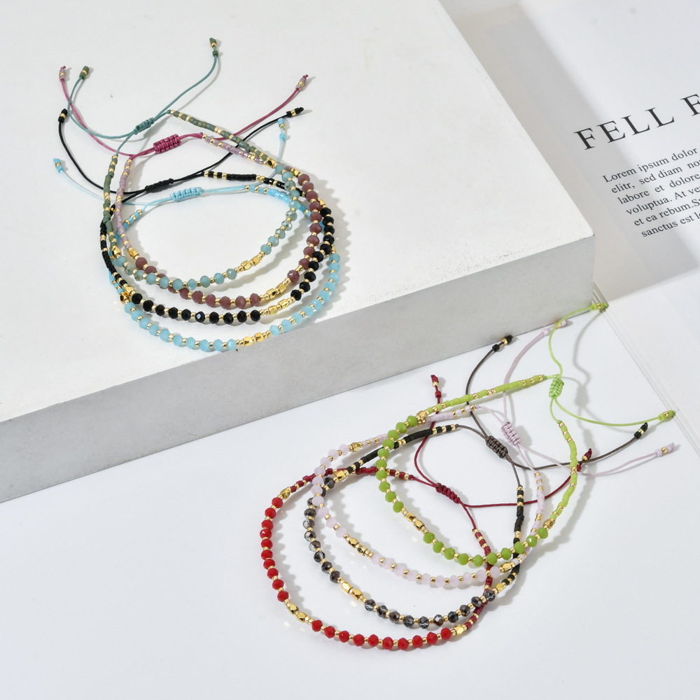 1 Piece Quantity Daily Occasion Bohemian Solid Color Natural Stone Drawstring Bracelets