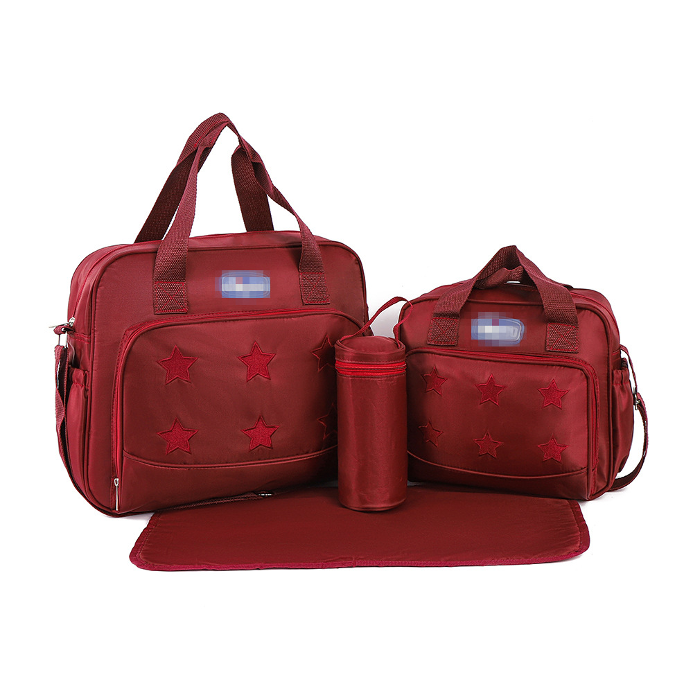 Conjunto de Cinco Piezas de Bolsa Maternal Acolchada con Diseño de Cuadros, Bolsa Maternal Multifuncional de Gran Capacidad para Guardar Pañales, de Hombro o Cruzada