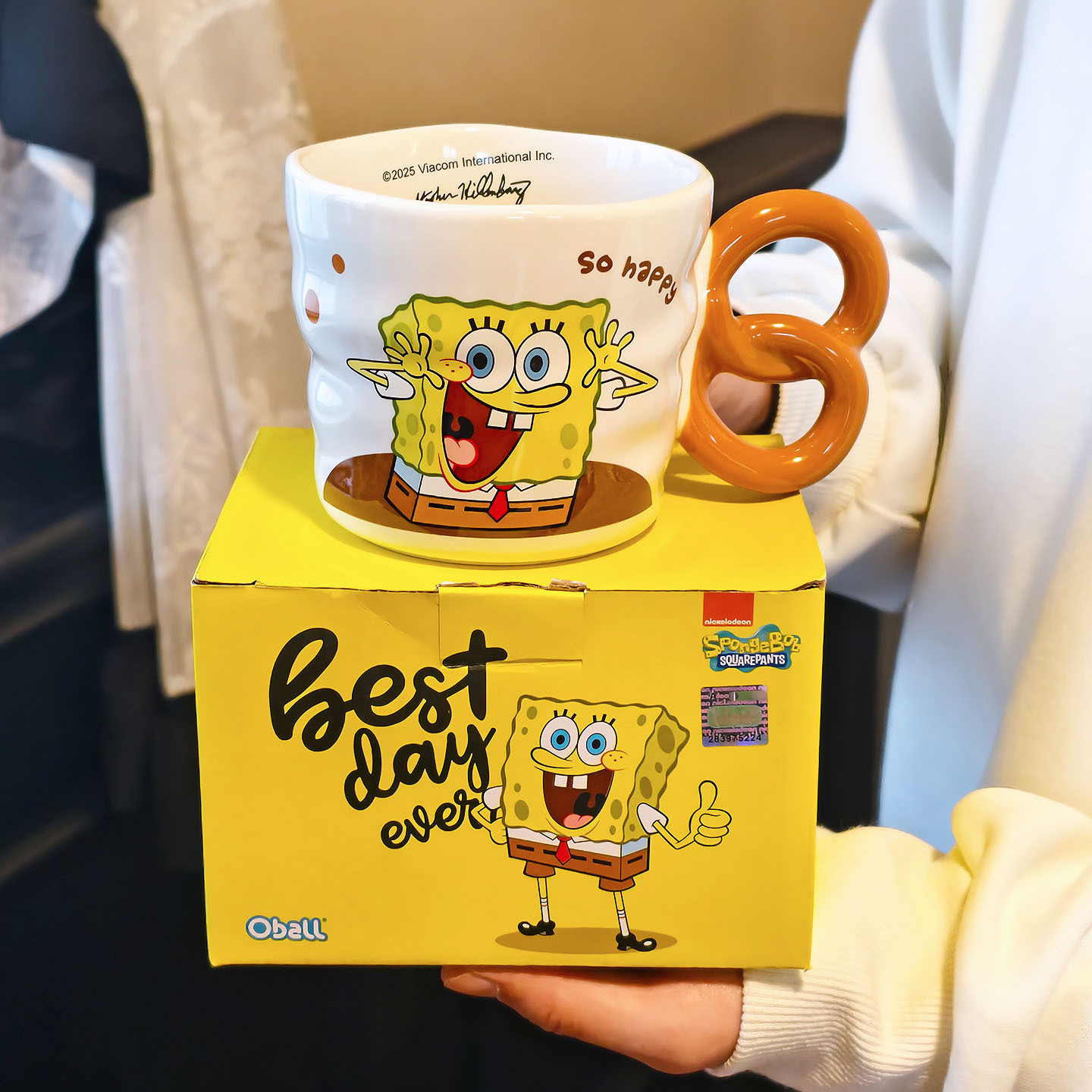 Auténtico SpongeBob cerámica marca taza doméstica 2025 nuevo trabajo de oficina de alto valor taza de café de oficina